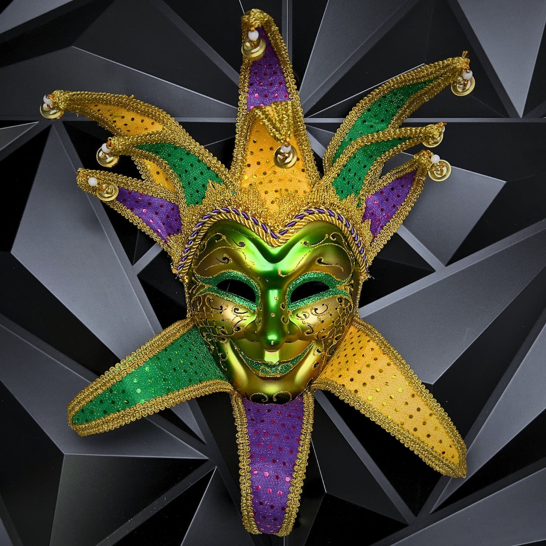 Jester Mask, Mardi Gras Jester Masquerade Mask, Mardi Gras Carnival