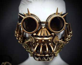 Masque de bouche Steampunk respirateur masque à gaz Costume Cosplay masque de mascarade unisexe lunettes dorées entièrement réglables et masque de mascarade de bouche