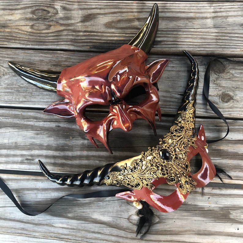 Halloween Mask Devil Mask Black Gem Black Red Masquerade Mask Whimsical Masquerade Masks Masquerade Masks Masquerade Mask Ram Mask