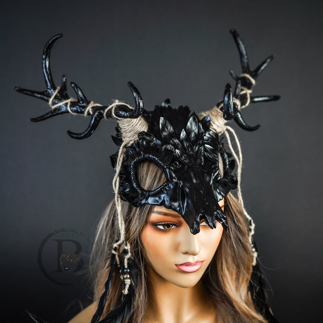 Antlers Headpiece Ram Skull Pagan Mask Goat Animal Voodoo Etsy