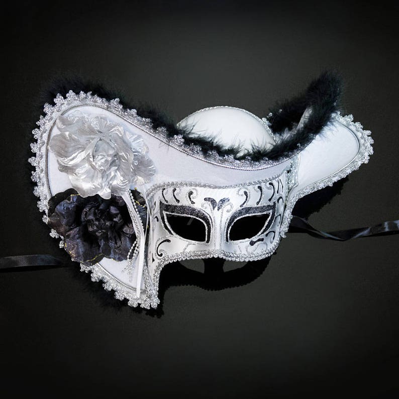 Pirate Masquerade Mask White/Silver Masquerade Mask Venetian | Etsy