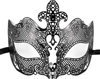 Classic Black Handcrafted Masquerade Mask Personalized - Holiday Costume, Little Black Dress Attire