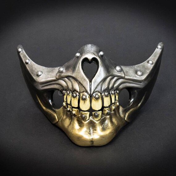 thumbnail image 2 of Steampunk Style Half Bottom Face Mask – Halloween Costume Cosplay Accessory 2 of 3