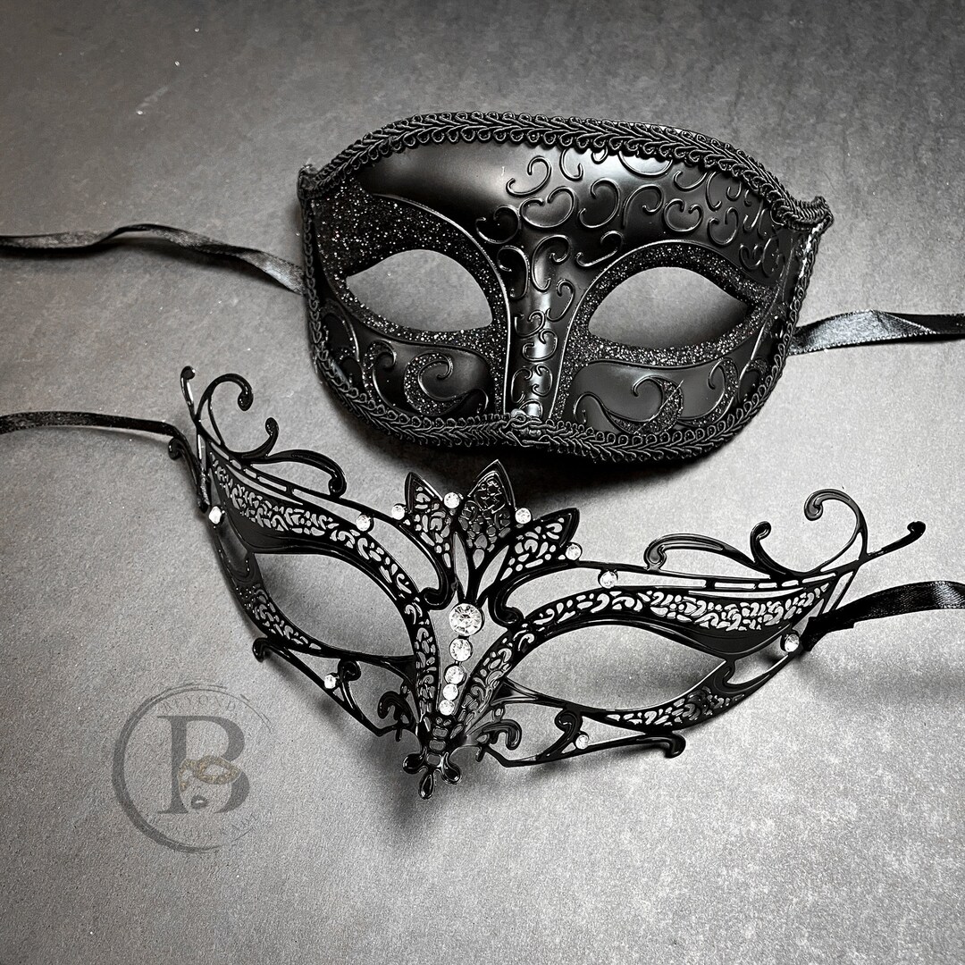 Majestic Masquerade Couples Mask Set His & Hers Mask black Themed