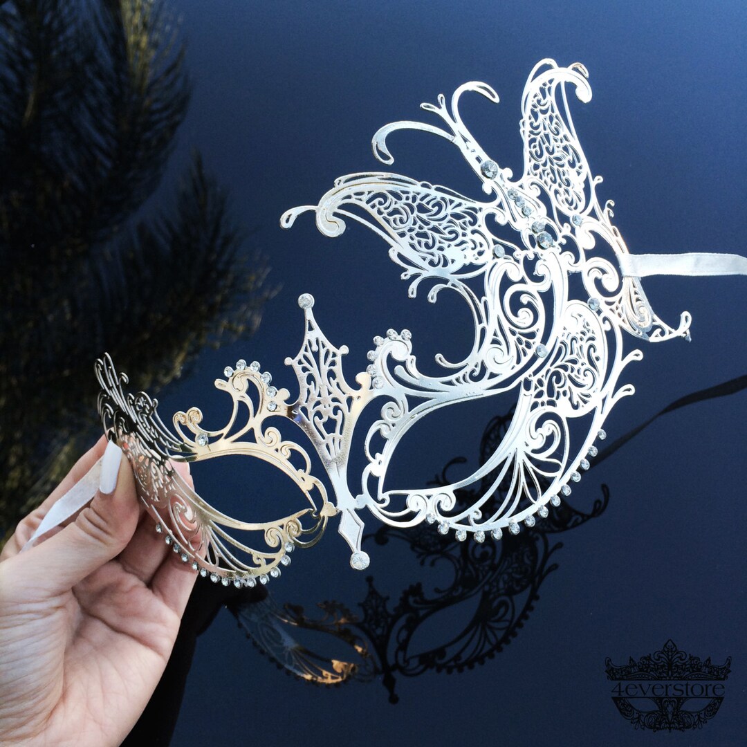 Masquerade Mask Silver Masquerade Mask Mardi Gras Mask Etsy