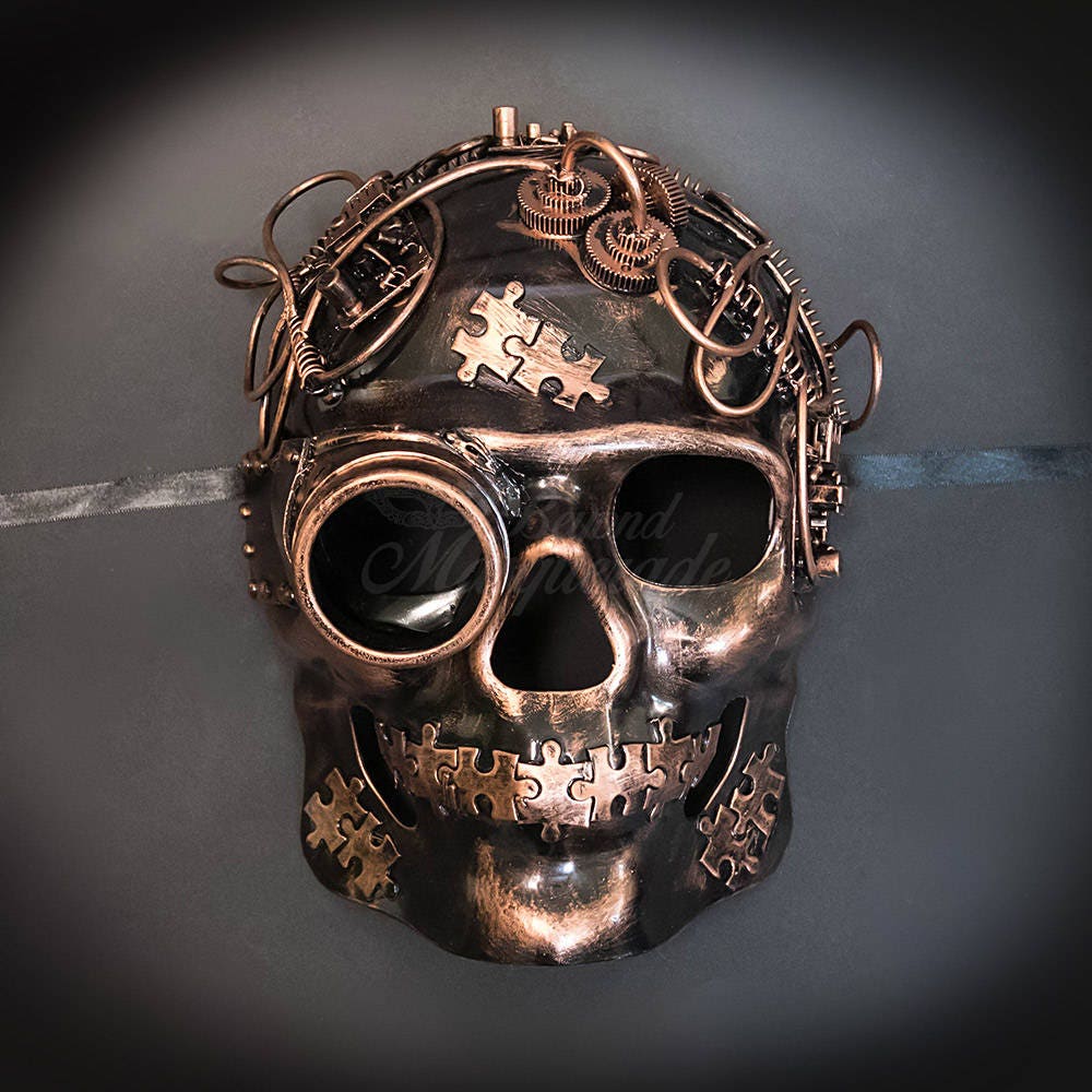 Steampunk Antique Gold Crâne Style Demi-Masque Homme Masquerade Accessoire Neuf Steampunk Antique Gold Crâne Style Demi-Masque Homme Masquerade Accessoire Neuf