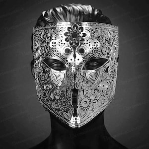 Silver Masquerade Masks for Masquerade Ball Mask Metal Lace Venetian Full Face Mask Halloween Costume Cosplay Mask Silver Bauta Silver Mask