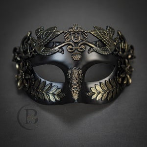 Men's Masquerade Masks Masquerade Ball Party Mask Cosplay Mask Roman Warrior Face Mask - Greek God Venetian Masquerade Mask Black Gold