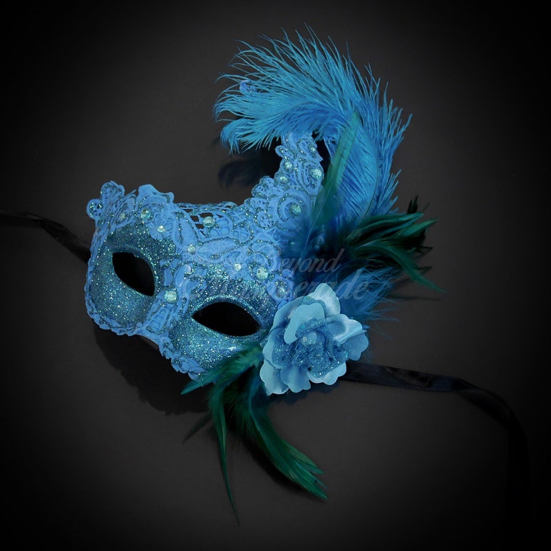 Masquerade Mask Sea Blue Masquerade Mask Mardi Gras Mask Etsy