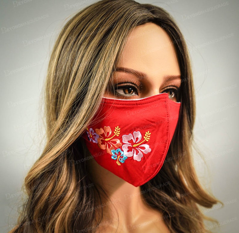 Hawaiian Hibiscus Face Masks Washable Made in USA Floral Etsy