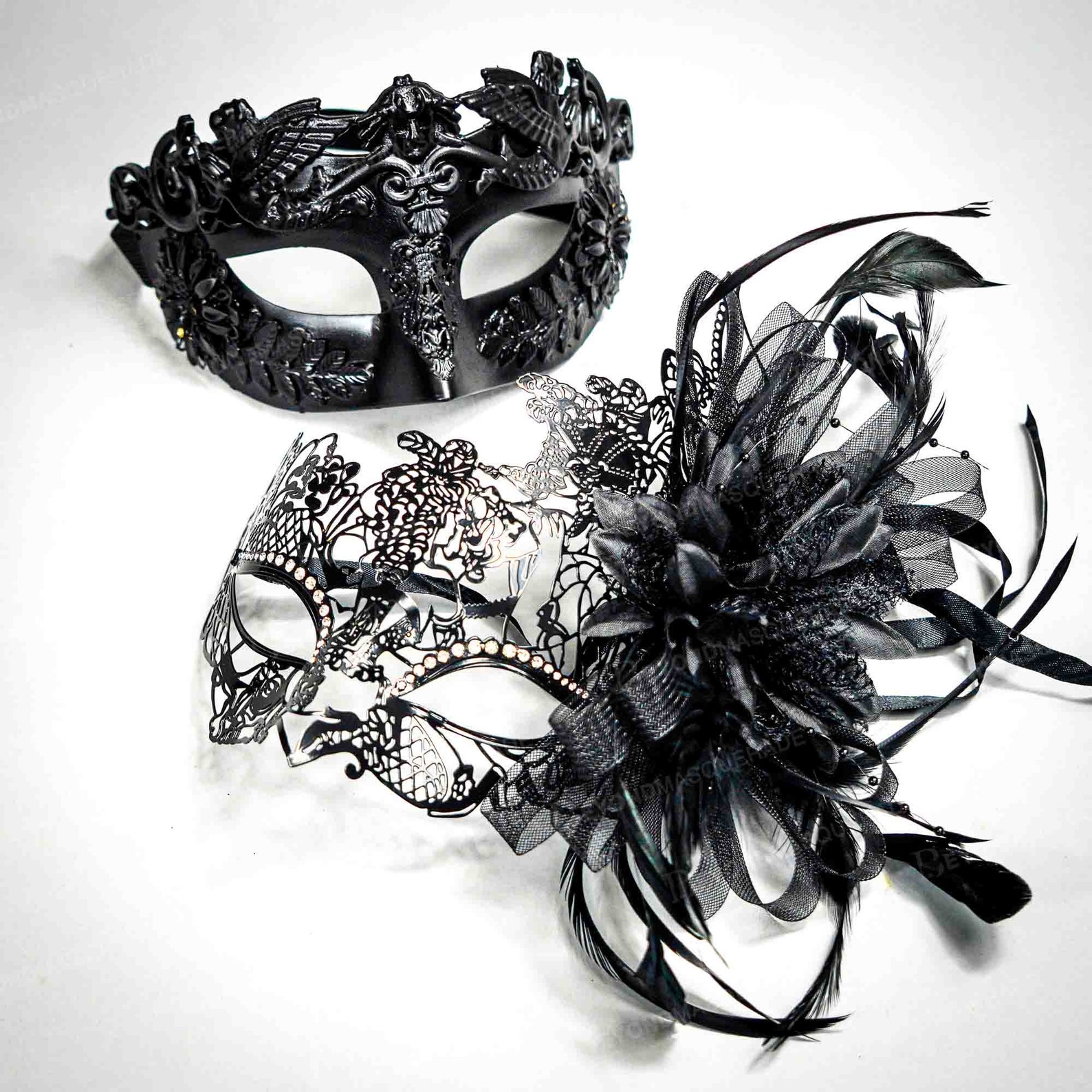 Couples Masquerade Mask Black Elegant Couples Face Masks Etsy
