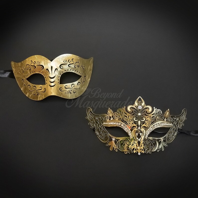 4everstore Couples Masquerade Mask Gold Masquerade Mask Mens Etsy