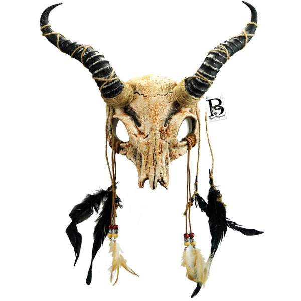 Ram Skull Mask Goat Animal Masquerade Ball Voodoo Masquerade Mask Tribal Devil Masquerade Mask Halloween Cosplay Props Headrobe Headpiece