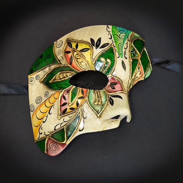 Masquerade Mask Men, Phantom Mask, Phantom of the Opera Mask, Masquerade Mask Men, Mardi Gras