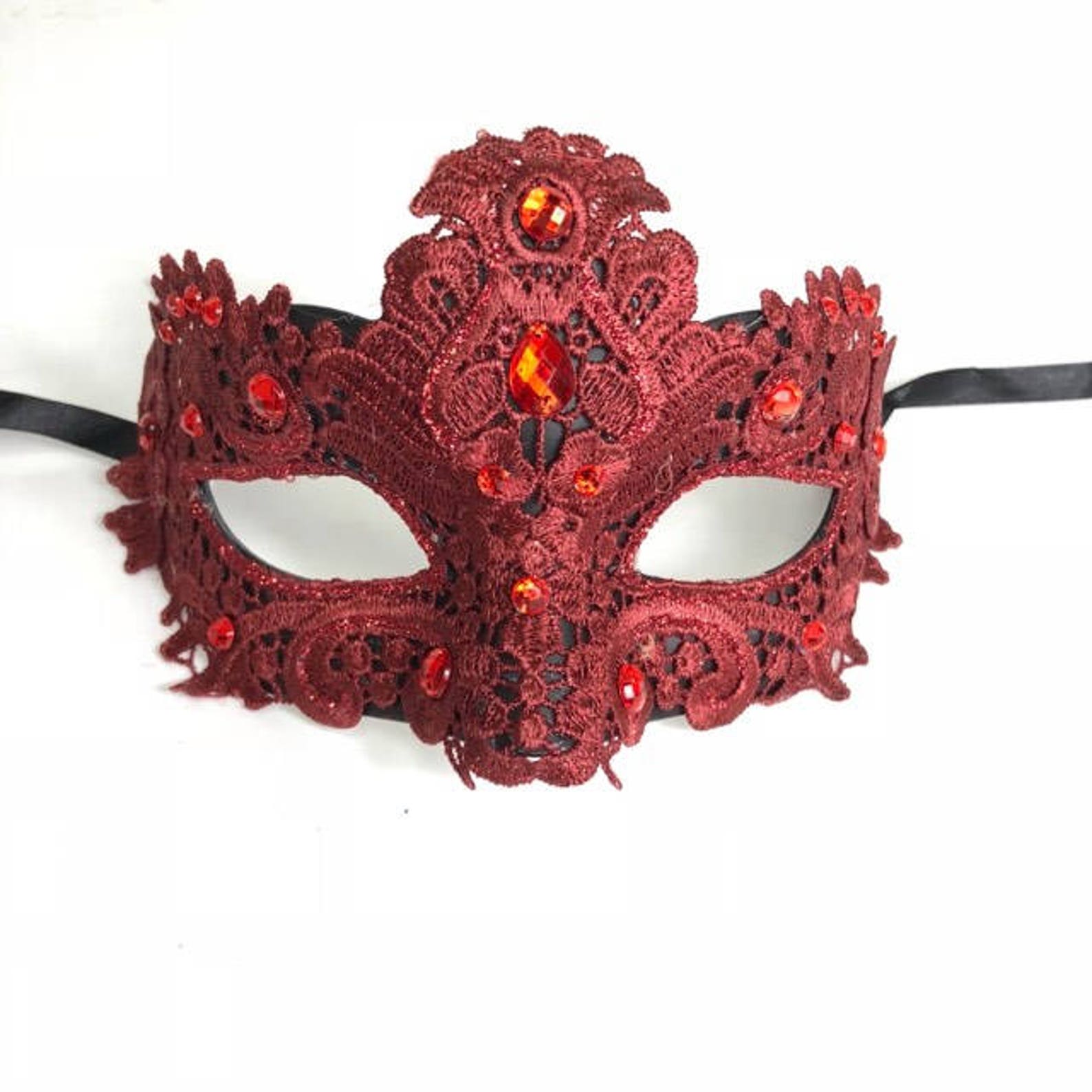 Burgundy Red Lace Mask Burgundy Red Lace Masquerade Mask Etsy
