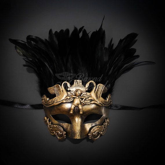Roman Sun Warrior Venetian Masquerade Mask for Men Antique Gold