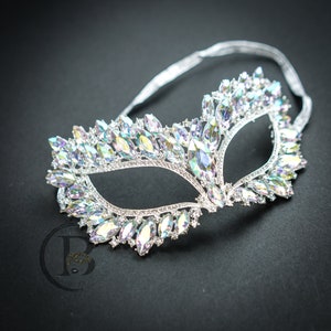 Rhinestone Masquerade Masks, Iridescent Crystal Gems Mask, for Weddings, Prom, Beauty Pageant, Masquerade Ball, Mask Sparkling Rhinestones