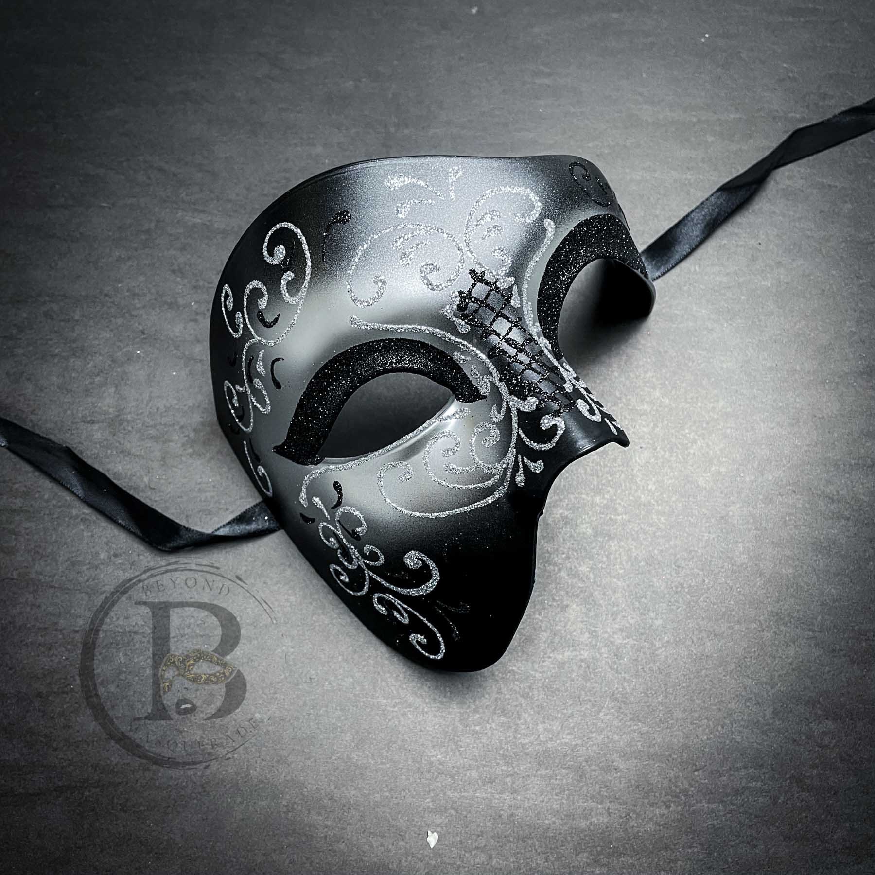 Phantom of the Opera Inspired Silver Mask Black Masquerade - Etsy