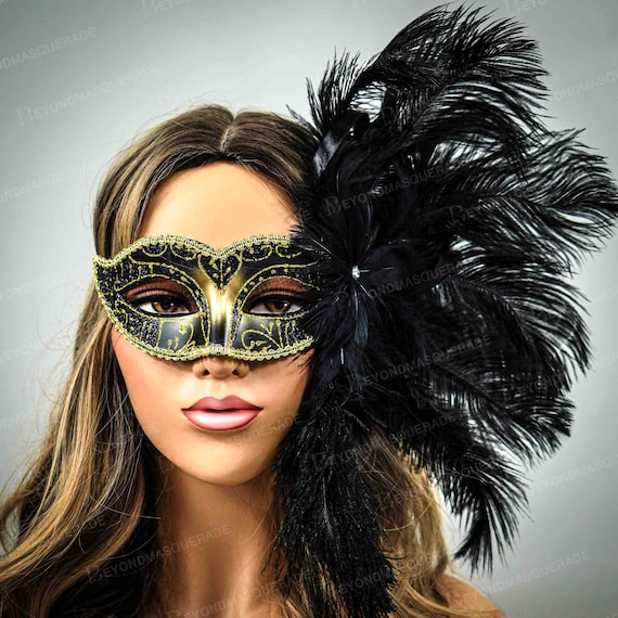 Black Wedding Masquerade Ball Mask Flower Prom Wedding Halloween Cosplay Mask by