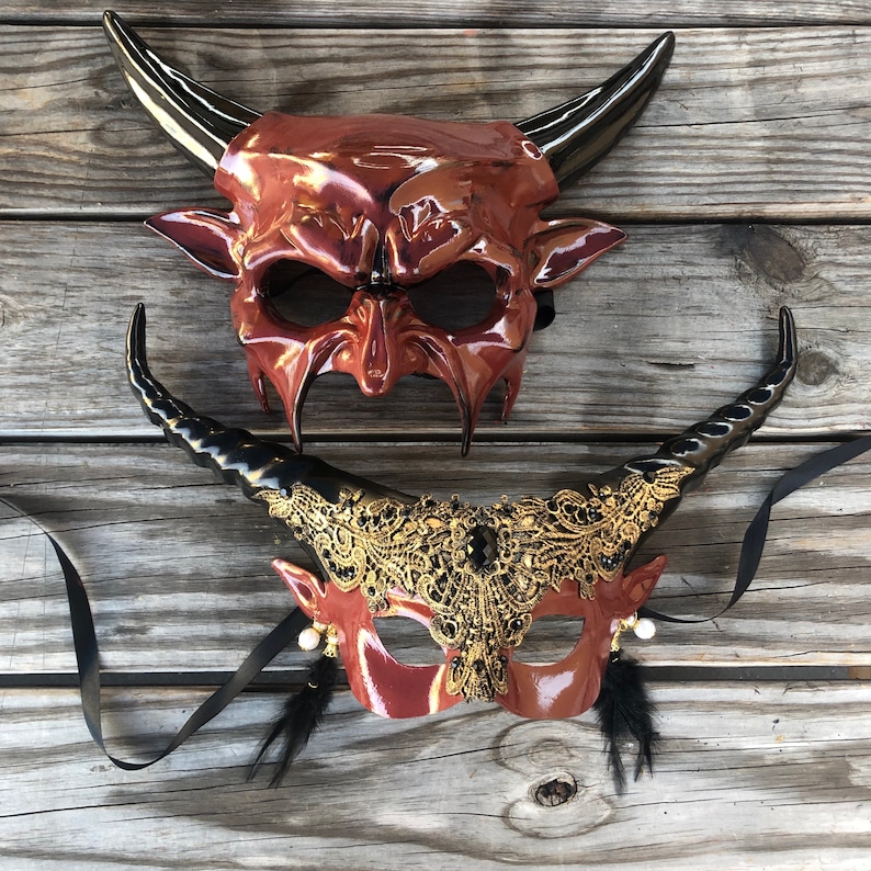 Halloween Mask Devil Mask Black Gem Black Red Masquerade Mask Whimsical Masquerade Masks Masquerade Masks Masquerade Mask Ram Mask