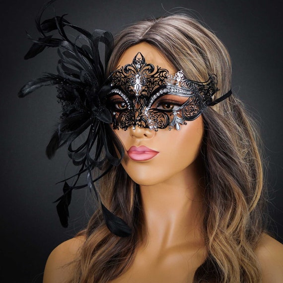 Luxury Masquerade Masks Black Masquerade Mask Feathers, Luxury