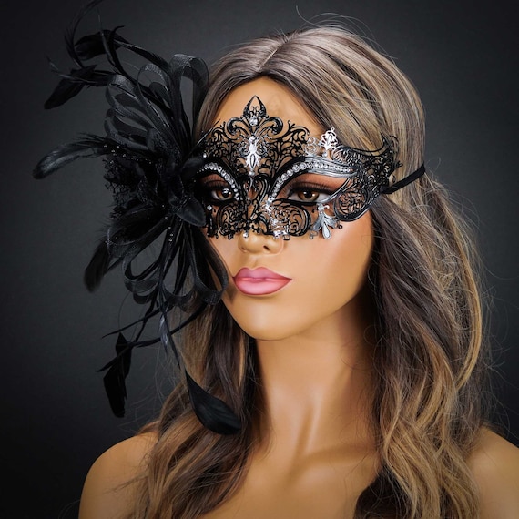 Luxury Masquerade Masks Black Masquerade Mask Feathers, Luxury