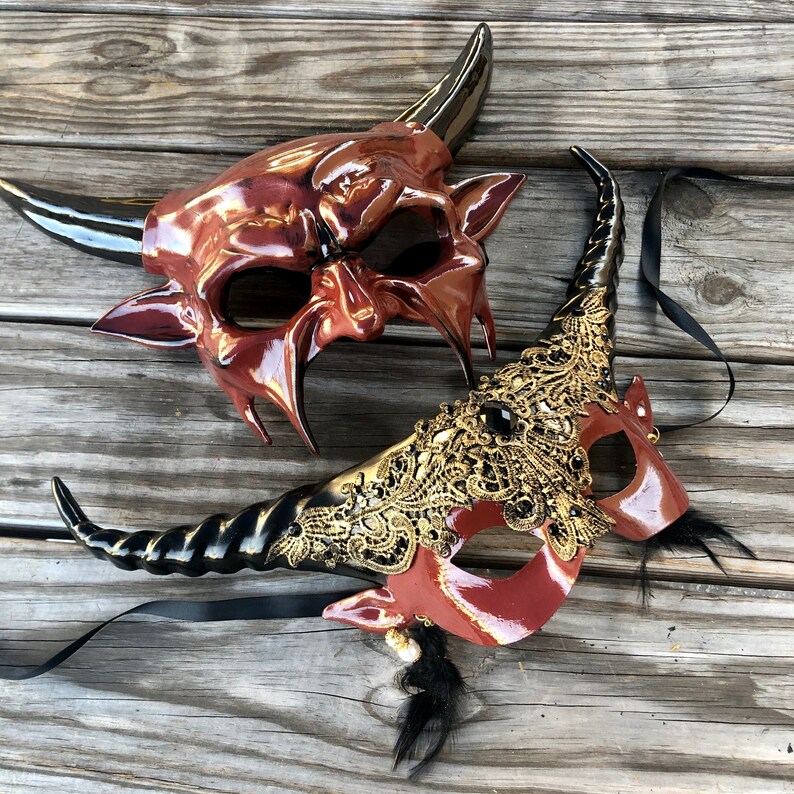 Halloween Mask Devil Mask Black Gem Black Red Masquerade Mask Whimsical Masquerade Masks Masquerade Masks Masquerade Mask Ram Mask