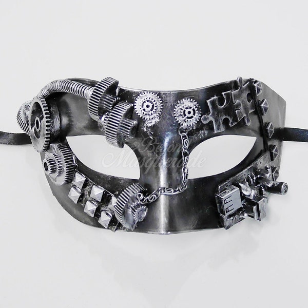 Men's Masquerade Mask, Steampunk, Steampunk Masquerade Mask, Masquerade Mask Men, Steampunk Accessorie - Silver