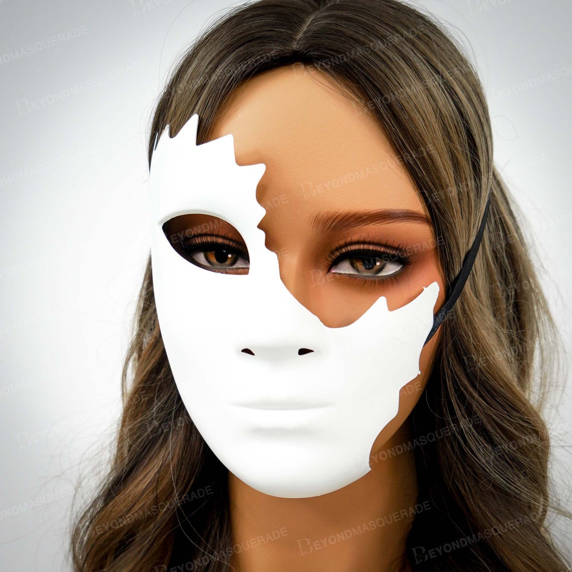 Halloween Face Mask White DIY Masquerade Mask Jagged Edge Etsy