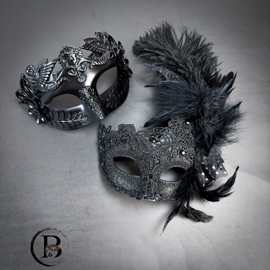 Daieeparty Maskenmasken Set Für Paare – 2 Stück, Mit Strass & Blumendekor, Für Karneval & Bälle