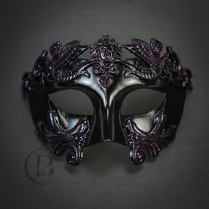 Men's Purple Masquerade Masks Masquerade Ball Party Mask Cosplay Mask Roman Warrior Mask Greek God Venetian Masquerade Mask Black Purple