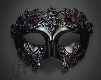 Men's Purple Masquerade Masks Masquerade Ball Party Mask Cosplay Mask Roman Warrior Mask Greek God Venetian Masquerade Mask Black Purple