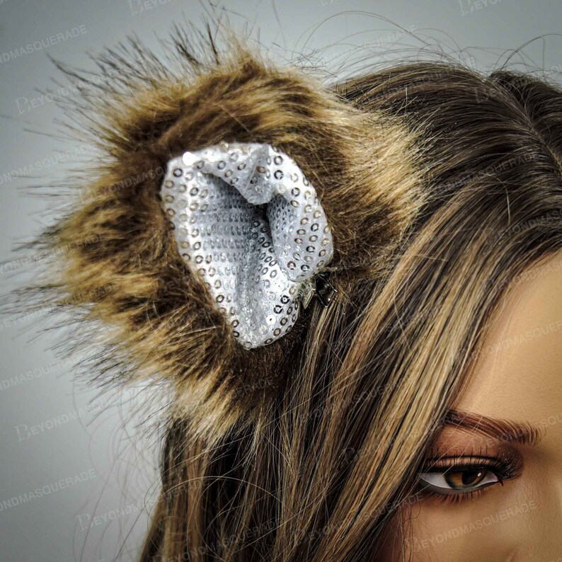 Animal Costume Ears Bear Faux Fur Ears Ears Costume Accessories Cosplay Ears Wolf ears Bear Ears Clip on ears Halloween Costume Ears