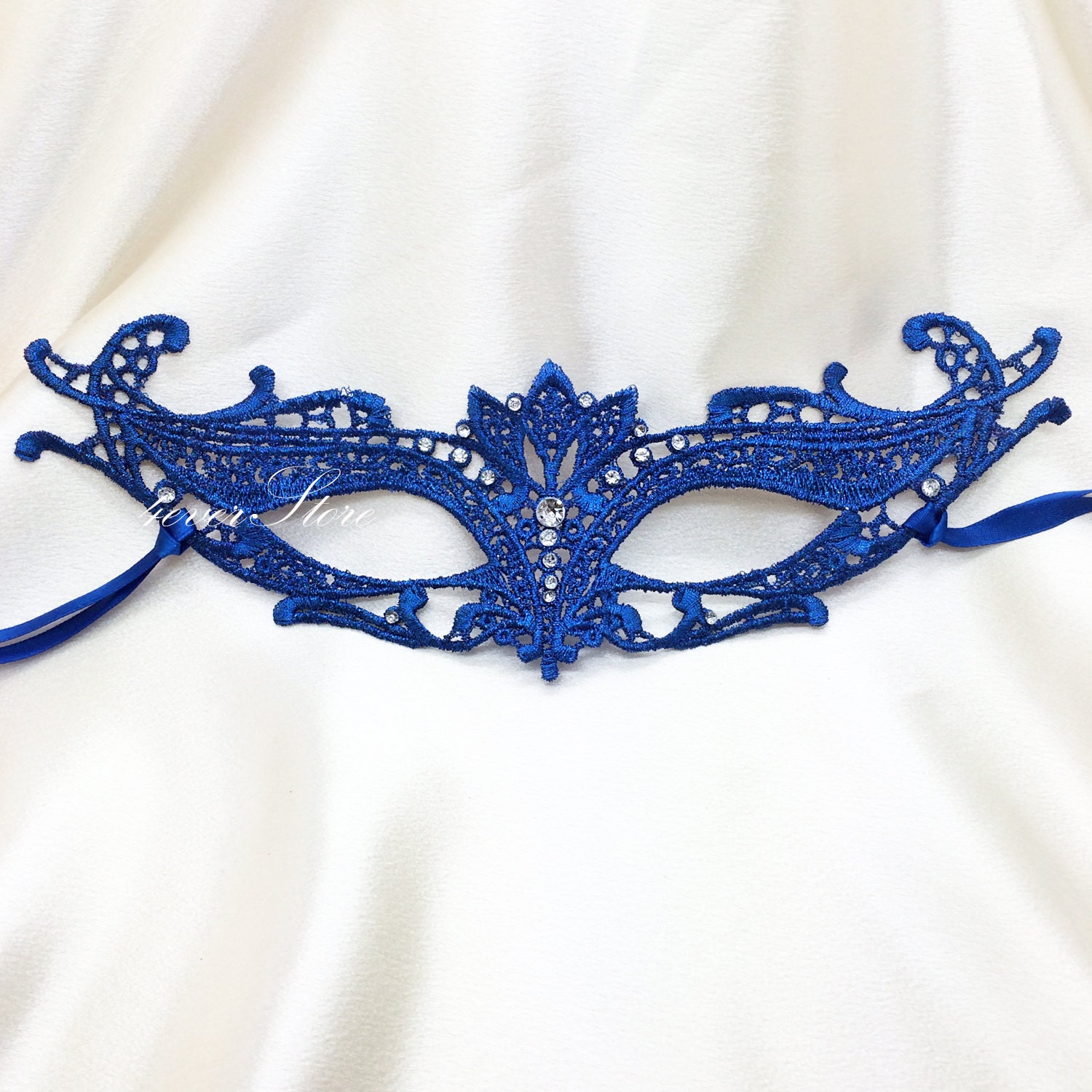 Royal Blue Masquerade Mask Intricate Lace Mask Etsy