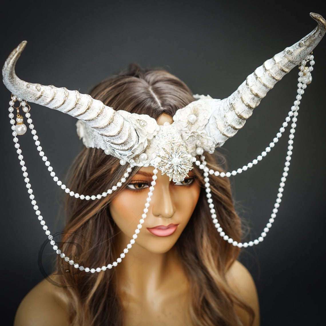 Ram Horns Antler White Pagan Cosplay Headpiece Fairy Costume Etsy