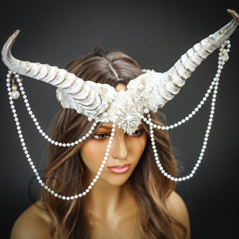 Ram Horns Antler White Pagan Cosplay Headpiece Fairy Costume Etsy