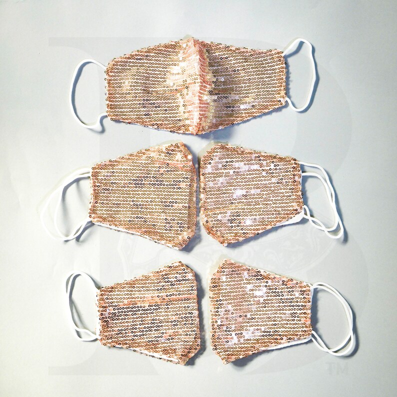 Rose Gold Face Masks Rose Gold Sequin Face Masks Bridal Face Etsy