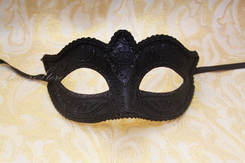 Classic Black Masquerade Mask, Black Mask, Masquerade Ball Mask, Mardi Gras Mask, Mask Black image 3