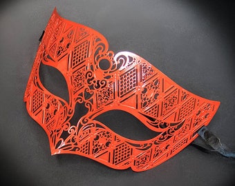 Mens Masquerade Mask, Masquerade mask for Men, Red Masquerade Mask, Men's Red Metal Mask, Masquerade Masks, Men