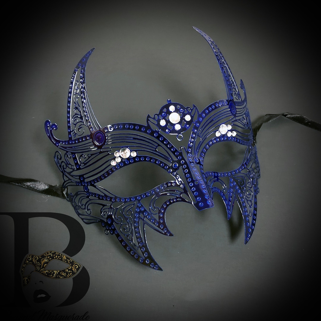 Blue Masquerade Mask, Costume Mask, Cosplay Mask, Metal Masquerade Mask