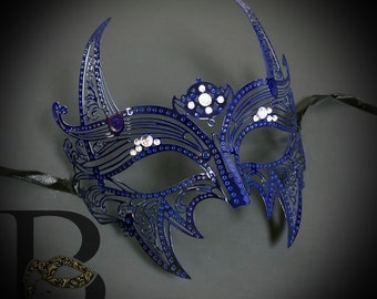 Blue Masquerade Mask, Costume Mask, Cosplay Mask, Metal Masquerade Mask, Blue metal masquerade mask