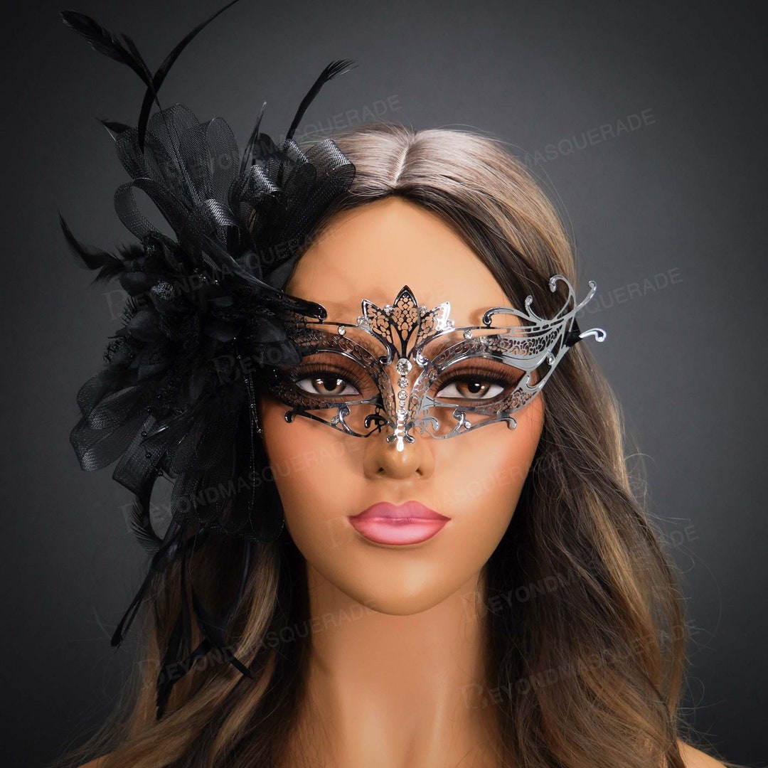 Silver Masquerade Mask Masquerade Ball Masks Feathers Luxury Etsy