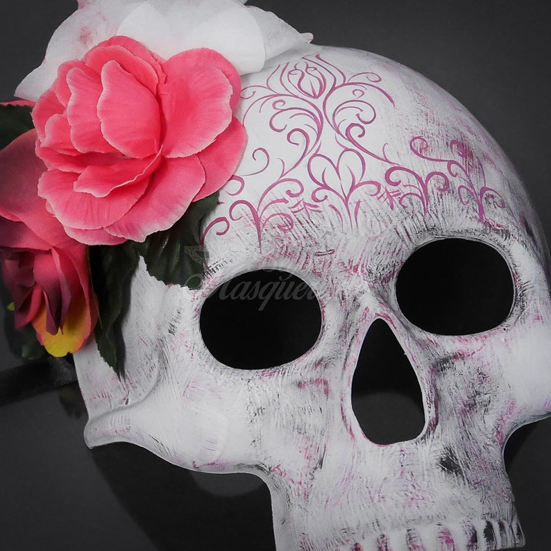 Day of the Dead Mask Sugar Skull Skeleton Masquerade Halloween Mask, Dia de los Muertos Mask, Masquerade Mask image 3