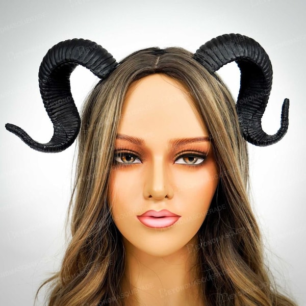 Small Ram Horns Headband Dragon Satyr Costume Halloween Headpiece Black