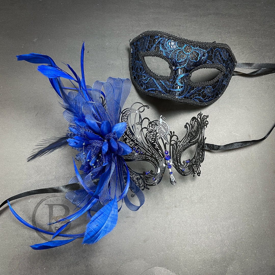 Couples Masquerade Mask Set, Royal Blue Masquerade Masks Couple, Halloween Masquerade Masks Etsy