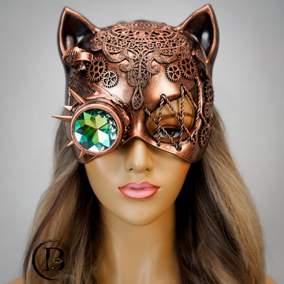 Cat Woman Masquerade Mask, Steampunk, Steampunk Masquerade Mask, Masquerade  Mask Uni-sex, Steampunk Accessories, Copper Masquerade Mask 