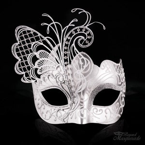 Silver/White Butterfly Costume Masquerade Mask, Halloween Costume, Masquerade Ball Mask