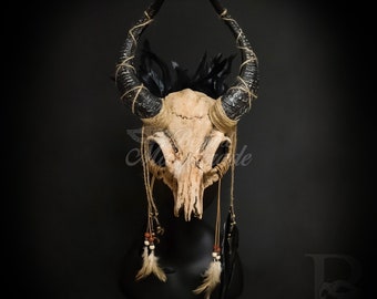 Ram Horns Antler Natural Headpiece Voodoo Costume Cosplay Whimsical Mystic Headband Masquerade Mask Hair Decor Natural Horn Headdress