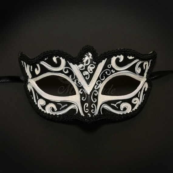 Klassische Schwarz Weiss Maskerade Maske Schwarze Maske Etsy