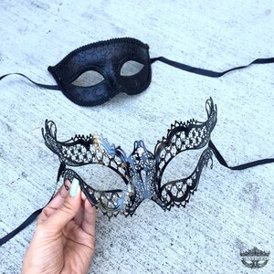 Luxus Maskerade Maske Set Seine Ihre Paare Maske Schwarz Etsy